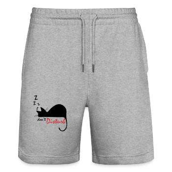 sleep, don´t disturb - schlafe, nicht stören - Stanley/Stella Unisex Bio Joggingshorts Trainer  - Grau meliert - Vorne - Nik (191cm) & Marisol (170cm)