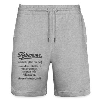 Hebamme Geburtshilfe Definition - Stanley/Stella Unisex Bio Joggingshorts Trainer  - Grau meliert - Vorne - Nik (191cm) & Marisol (170cm)