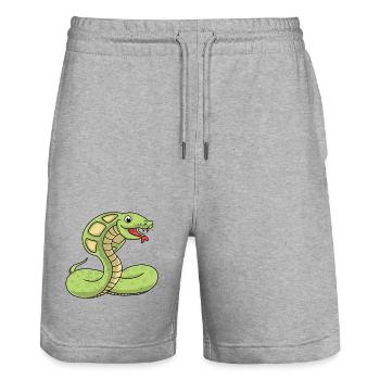 Cobra reptiles snake wildlife exotic animals - Stanley/Stella Trainer Unisex Organic Jogging Shorts - heather grey - Front - Nik (191cm) & Marisol (170cm)