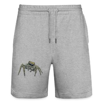 Horror Spider Phobia Panic Spider Halloween - Stanley/Stella Trainer Unisex Organic Jogging Shorts - heather grey - Front - Nik (191cm) & Marisol (170cm)