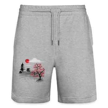 Japon Nature Chine Asie Cerisier Fleur Asiatique - Short de jogging bio TRAINER Stanley/Stella unisexe - gris chiné - Devant - Nik (191cm) & Marisol (170cm)