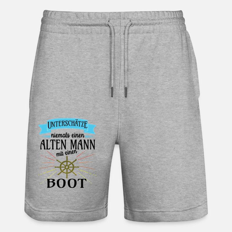 Alter Mann mit Boot - Stanley/Stella Unisex Bio Joggingshorts Trainer  - Grau meliert