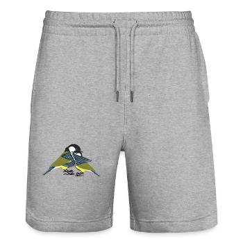 Mésange bleue - Short de jogging bio TRAINER Stanley/Stella unisexe - gris chiné - Devant - Nik (191cm) & Marisol (170cm)