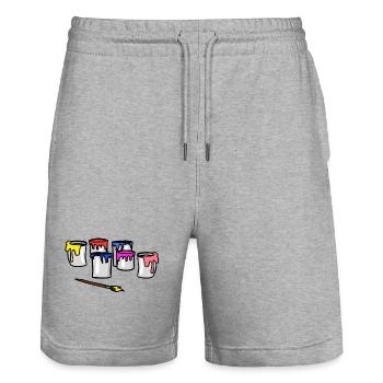 Arbeitsbereich Farben Berufe Job Maler Künstler - Stanley/Stella Unisex Bio Joggingshorts Trainer  - Grau meliert - Vorne - Nik (191cm) & Marisol (170cm)