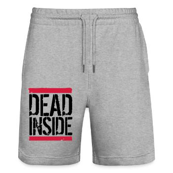 Internally dead logo - Stanley/Stella Trainer Unisex Organic Jogging Shorts - heather grey - Front - Nik (191cm) & Marisol (170cm)