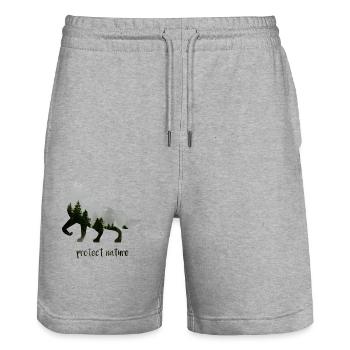 Conservation fox environment animal gift - Stanley/Stella Trainer Unisex Organic Jogging Shorts - heather grey - Front - Nik (191cm) & Marisol (170cm)