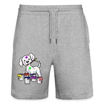 Hund Künstler Maler Kunst Pinsel Berufe Job - Stanley/Stella Unisex Bio Joggingshorts Trainer  - Grau meliert - Vorne - Nik (191cm) & Marisol (170cm)