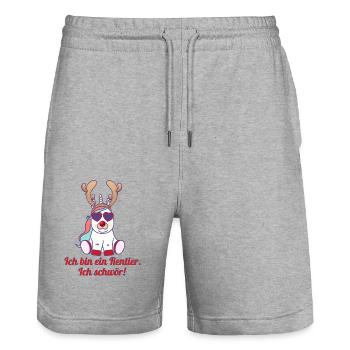 witziges Weihnachten Ich bin ein Rentier Einhorn - Stanley/Stella Unisex Bio Joggingshorts Trainer  - Grau meliert - Vorne - Nik (191cm) & Marisol (170cm)