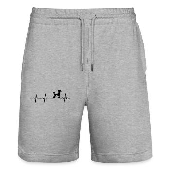 Pudel Herzschlag Puls Hund Hundehalter Geschenk - Stanley/Stella Unisex Bio Joggingshorts Trainer  - Grau meliert - Vorne - Nik (191cm) & Marisol (170cm)