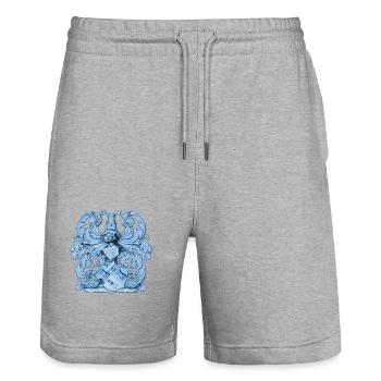 Medieval heraldry coat of arms with knight armor - Stanley/Stella Trainer Unisex Organic Jogging Shorts - heather grey - Front - Nik (191cm) & Marisol (170cm)