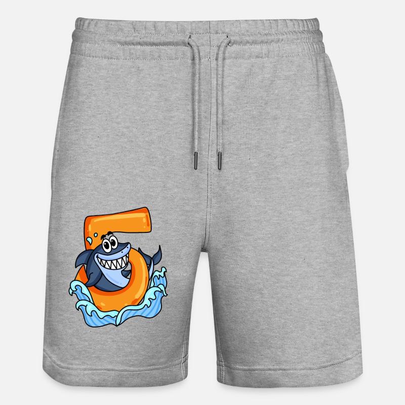 5 ans - requin - Short de jogging bio TRAINER Stanley/Stella unisexe - gris chiné