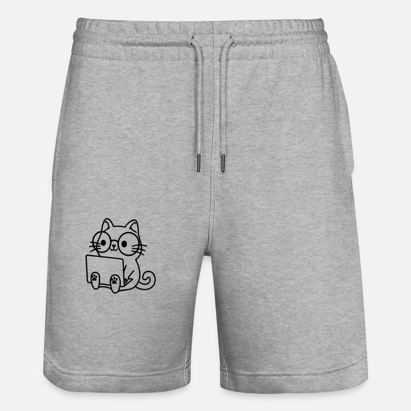 Programmierer Coding Nerd Katze - Stanley/Stella Unisex Bio Joggingshorts Trainer  - Grau meliert