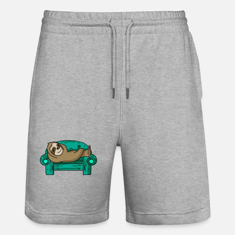 Faultier lustig auf Sofa Geschenk - Stanley/Stella Unisex Bio Joggingshorts Trainer  - Grau meliert