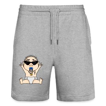 Cool bébé - Short de jogging bio TRAINER Stanley/Stella unisexe - gris chiné - Devant - Nik (191cm) & Marisol (170cm)