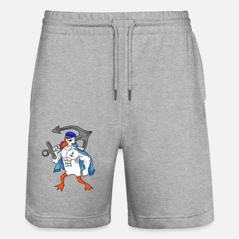 Mouette avec ancre - Short de jogging bio TRAINER Stanley/Stella unisexe - gris chiné