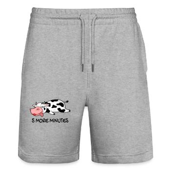 Another 5 minutes sleep sleep cow farm - Stanley/Stella Trainer Unisex Organic Jogging Shorts - heather grey - Front - Nik (191cm) & Marisol (170cm)