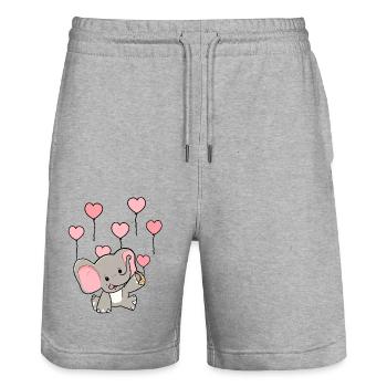 Herzen Luftballons Wildtiere Elefant Baby Geburt - Stanley/Stella Unisex Bio Joggingshorts Trainer  - Grau meliert - Vorne - Nik (191cm) & Marisol (170cm)