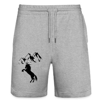 Wild Wild Horse Stallion Horse Rider - Stanley/Stella Trainer Unisex Organic Jogging Shorts - heather grey - Front - Nik (191cm) & Marisol (170cm)
