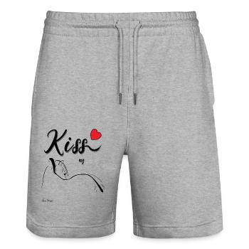 Kiss my Fjordhorse, Küss mein Fjordpferd - Stanley/Stella Unisex Bio Joggingshorts Trainer  - Grau meliert - Vorne - Nik (191cm) & Marisol (170cm)