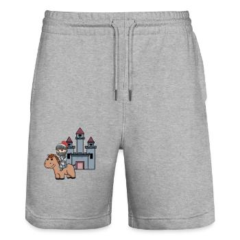 Medieval Knight Castle Warrior - Stanley/Stella Trainer Unisex Organic Jogging Shorts - heather grey - Front - Nik (191cm) & Marisol (170cm)