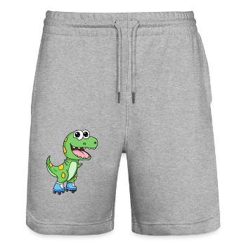 Inline Skating Roller Skates Dinosaur - Stanley/Stella Trainer Unisex Organic Jogging Shorts - heather grey - Front - Nik (191cm) & Marisol (170cm)