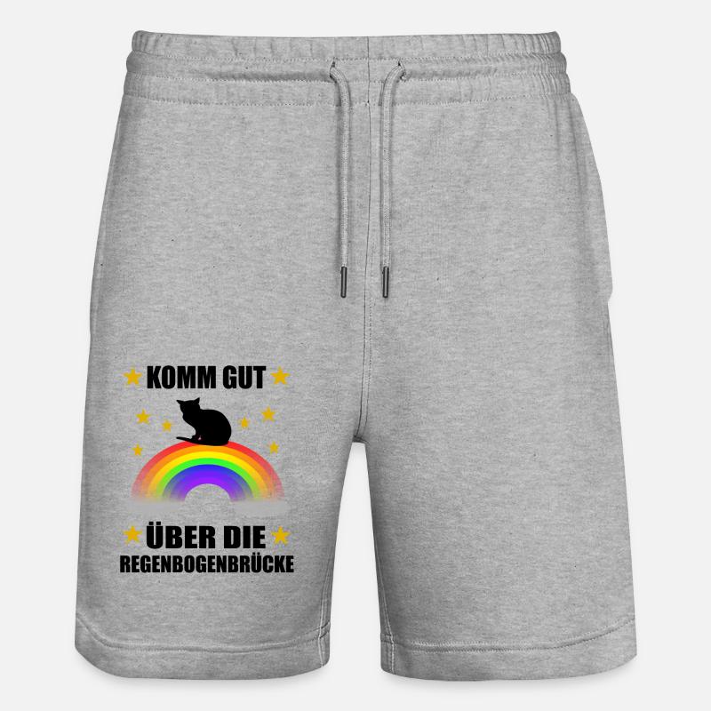 Süße Katze Regenbogenbrücke Gedanke - Stanley/Stella Unisex Bio Joggingshorts Trainer  - Grau meliert