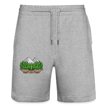 Mountain Mountains - Stanley/Stella Trainer Unisex Organic Jogging Shorts - heather grey - Front - Nik (191cm) & Marisol (170cm)