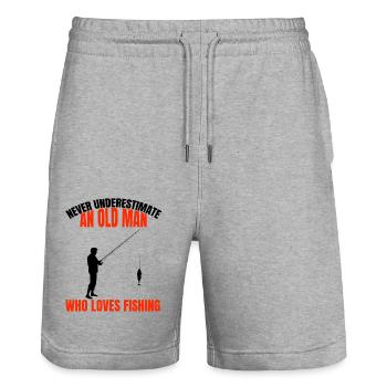 Pêche poissons grand-père pêche retraités papa hameçon - Short de jogging bio TRAINER Stanley/Stella unisexe - gris chiné - Devant - Nik (191cm) & Marisol (170cm)