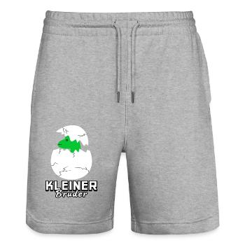 Kleiner Bruder Dinosaurier - Stanley/Stella Unisex Bio Joggingshorts Trainer  - Grau meliert - Vorne - Nik (191cm) & Marisol (170cm)