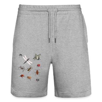 Nature nature nature nature nature faune forêt enfants - Short de jogging bio TRAINER Stanley/Stella unisexe - gris chiné - Devant - Nik (191cm) & Marisol (170cm)