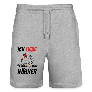 Ich liebe Hühner Hühnerzüchter Hühnerstall - Stanley/Stella Unisex Bio Joggingshorts Trainer  - Grau meliert - Vorne - Nik (191cm) & Marisol (170cm)