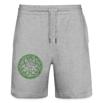 Celtic Ireland Viking Celtic Knot Pattern Tree - Stanley/Stella Trainer Unisex Organic Jogging Shorts - heather grey - Front - Nik (191cm) & Marisol (170cm)