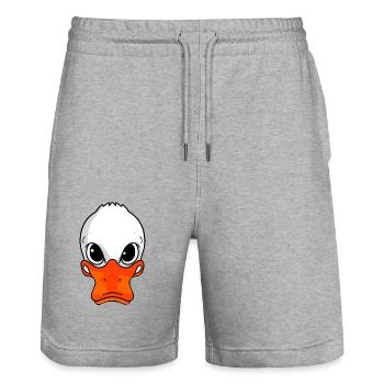 Evil Duck - Stanley/Stella Trainer Unisex Organic Jogging Shorts - heather grey - Front - Nik (191cm) & Marisol (170cm)