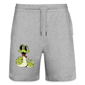 Knuddlige niedliche Schlange - Stanley/Stella Unisex Bio Joggingshorts Trainer  - Grau meliert - Vorne - Nik (191cm) & Marisol (170cm)