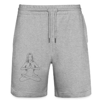 Yoga Meditation Nackte Frau Silhouette - Stanley/Stella Unisex Bio Joggingshorts Trainer  - Grau meliert - Vorne - Nik (191cm) & Marisol (170cm)