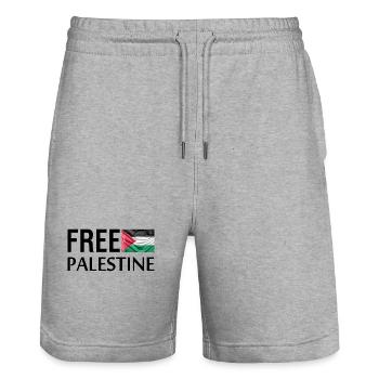 Freies Palästina Freies Palästina Freies Palästina - Stanley/Stella Unisex Bio Joggingshorts Trainer  - Grau meliert - Vorne - Nik (191cm) & Marisol (170cm)