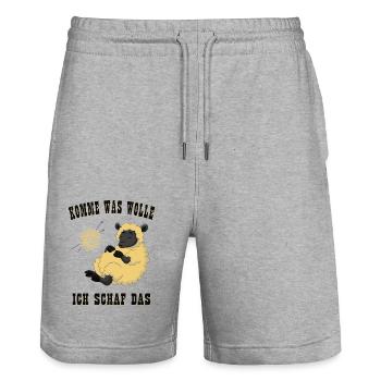 Komme was Wolle ich Schaf das - Stanley/Stella Unisex Bio Joggingshorts Trainer  - Grau meliert - Vorne - Nik (191cm) & Marisol (170cm)