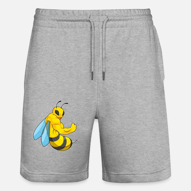 Bee as a bodybuilder - Stanley/Stella Trainer Unisex Organic Jogging Shorts - heather grey