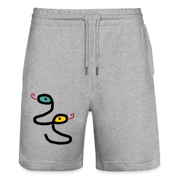 Schlangen Reptilien Amphibien Kinder Schlange - Stanley/Stella Unisex Bio Joggingshorts Trainer  - Grau meliert - Vorne - Nik (191cm) & Marisol (170cm)