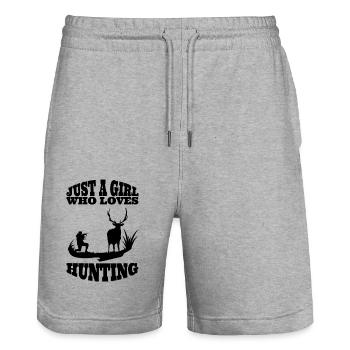 Chasser sort maman chasse chasseur chasseur fille fille fille femme - Short de jogging bio TRAINER Stanley/Stella unisexe - gris chiné - Devant - Nik (191cm) & Marisol (170cm)