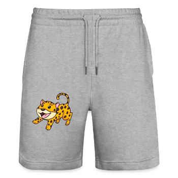 jaguar - Stanley/Stella Trainer Unisex Organic Jogging Shorts - heather grey - Front - Nik (191cm) & Marisol (170cm)