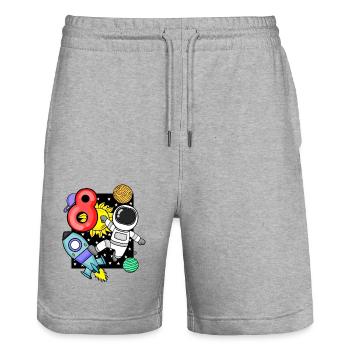 8th birthday astronaut 8 years boys gift - Stanley/Stella Trainer Unisex Organic Jogging Shorts - heather grey - Front - Nik (191cm) & Marisol (170cm)