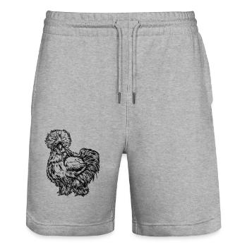 Silk Chicken Drawing - Stanley/Stella Trainer Unisex Organic Jogging Shorts - heather grey - Front - Nik (191cm) & Marisol (170cm)