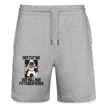 Fotograf Astronaut Fotograf Fotografie - Stanley/Stella Unisex Bio Joggingshorts Trainer  - Grau meliert - Vorne - Nik (191cm) & Marisol (170cm)