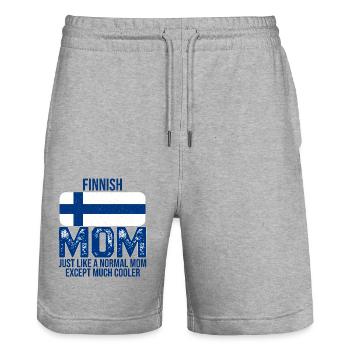 Finnish Mom drapeau finlandais pour la fête des mères - Short de jogging bio TRAINER Stanley/Stella unisexe - gris chiné - Devant - Nik (191cm) & Marisol (170cm)