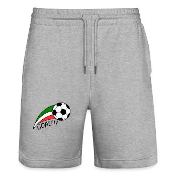 Football Italy - Stanley/Stella Trainer Unisex Organic Jogging Shorts - heather grey - Front - Nik (191cm) & Marisol (170cm)