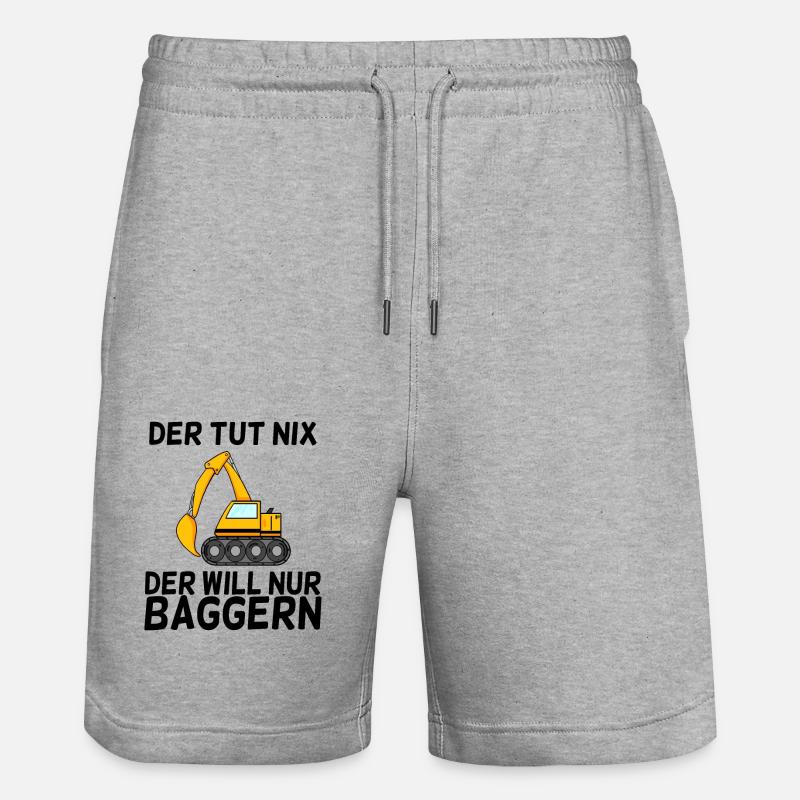 Bagger Spruch Baggerfahrer Baggern - Stanley/Stella Unisex Bio Joggingshorts Trainer  - Grau meliert