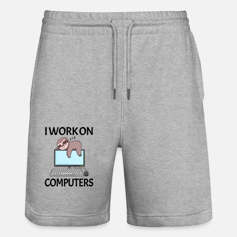 Computer Nerd Programmer Men Gift - Stanley/Stella Trainer Unisex Organic Jogging Shorts - heather grey