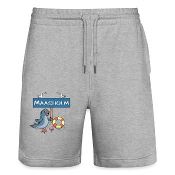 Moin Moin - Gemeinde Maasholm - Stanley/Stella Unisex Bio Joggingshorts Trainer  - Grau meliert - Vorne - Nik (191cm) & Marisol (170cm)