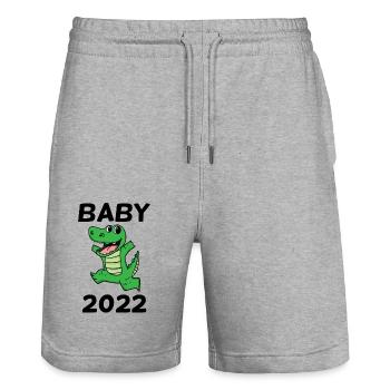 Baby 2022 - Newborn 2022 Baby Gift - Stanley/Stella Trainer Unisex Organic Jogging Shorts - heather grey - Front - Nik (191cm) & Marisol (170cm)
